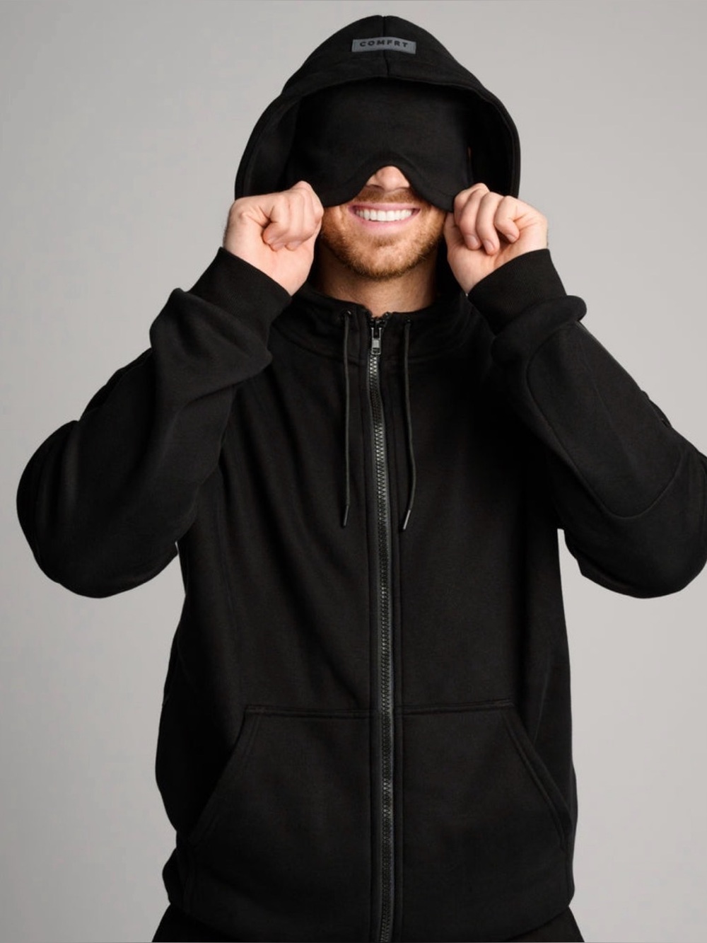 NWOT Comfrt Airplane Mode Do Not Disturb Travel Zip Up Hoodie in Obsidian